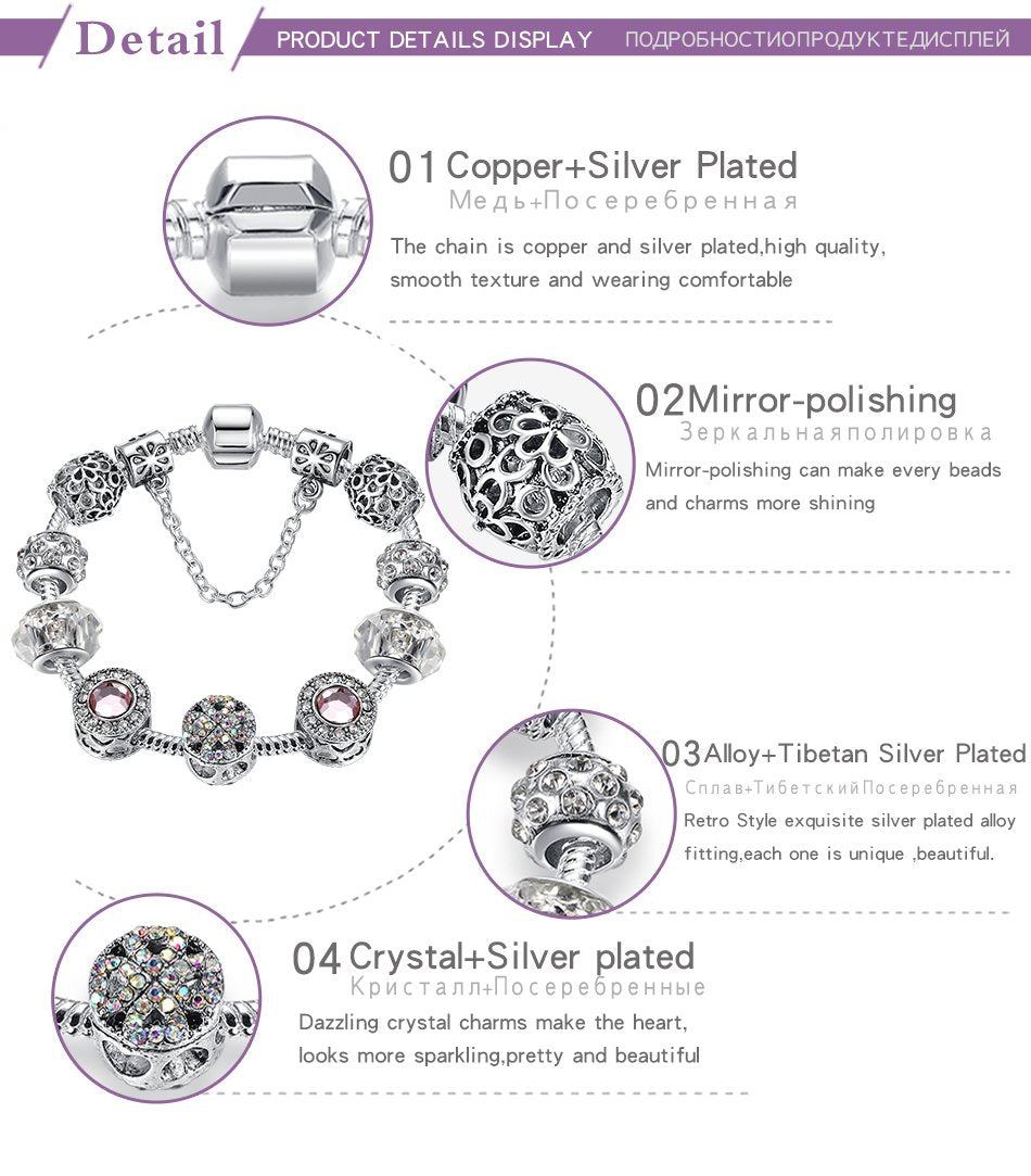 Clover Beads  Charm Bracelet for Women