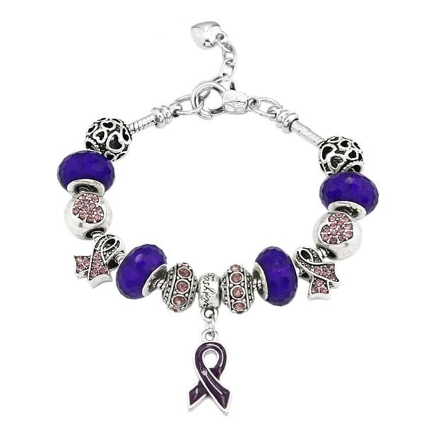 Breast Cancer Awareness Pink Ribbon Charm Bracelet