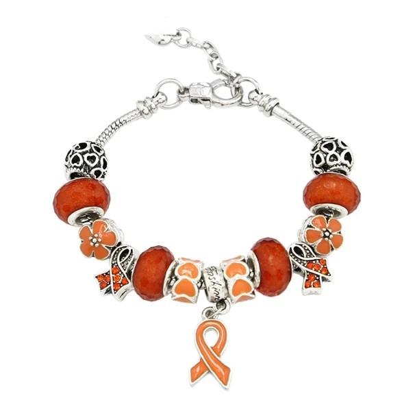 Breast Cancer Awareness Pink Ribbon Charm Bracelet