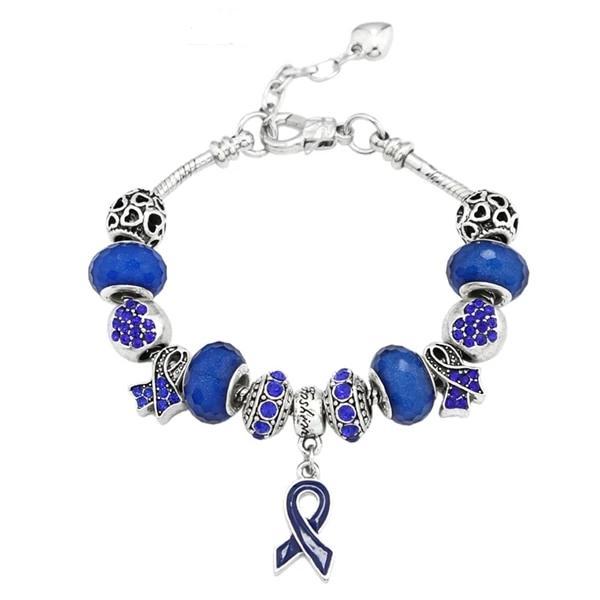 Breast Cancer Awareness Pink Ribbon Charm Bracelet