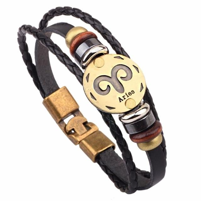 Multi-Layer 12 Zodiac Signs Constellation Leather Bracelet