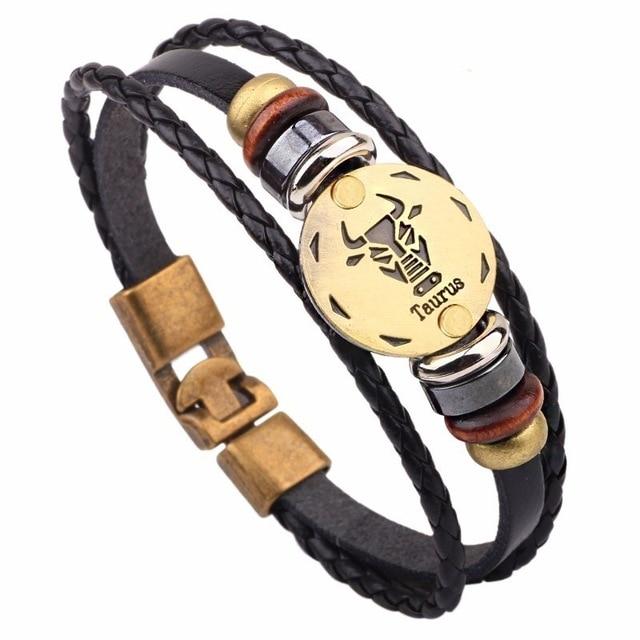 Multi-Layer 12 Zodiac Signs Constellation Leather Bracelet