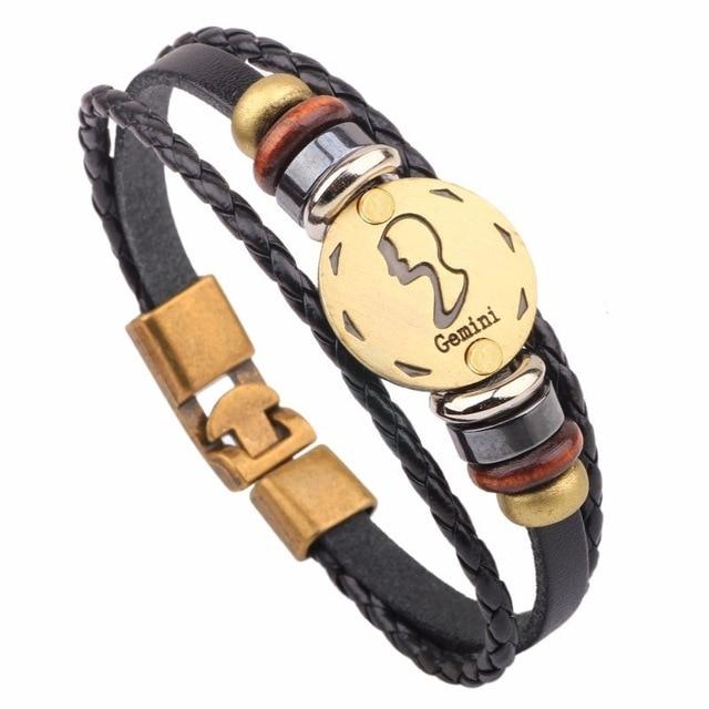 Multi-Layer 12 Zodiac Signs Constellation Leather Bracelet