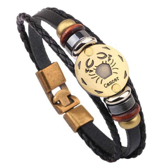 Multi-Layer 12 Zodiac Signs Constellation Leather Bracelet