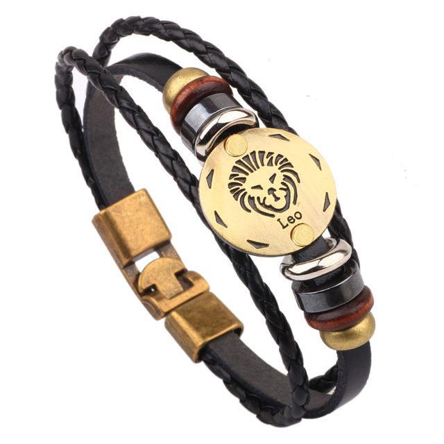Multi-Layer 12 Zodiac Signs Constellation Leather Bracelet