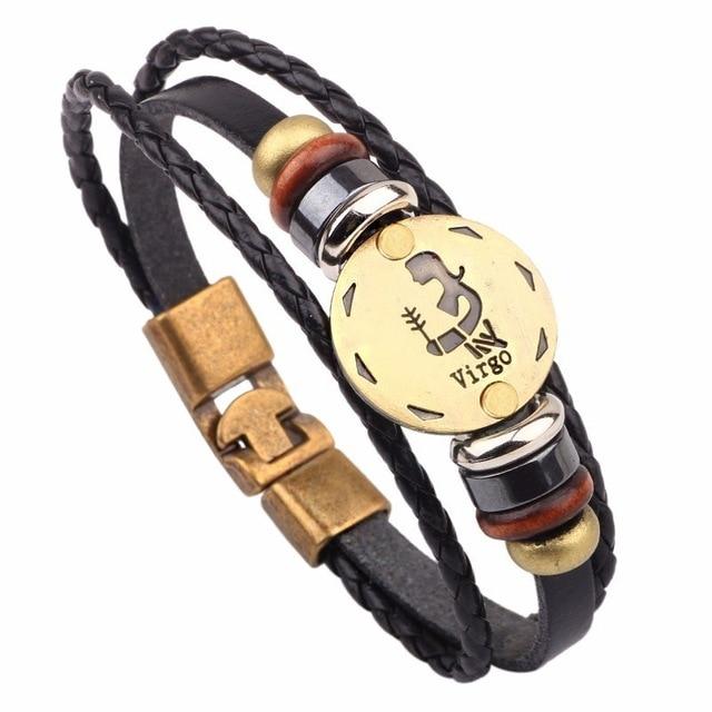 Multi-Layer 12 Zodiac Signs Constellation Leather Bracelet