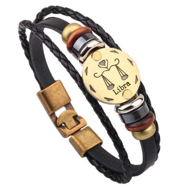 Multi-Layer 12 Zodiac Signs Constellation Leather Bracelet