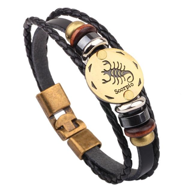 Multi-Layer 12 Zodiac Signs Constellation Leather Bracelet