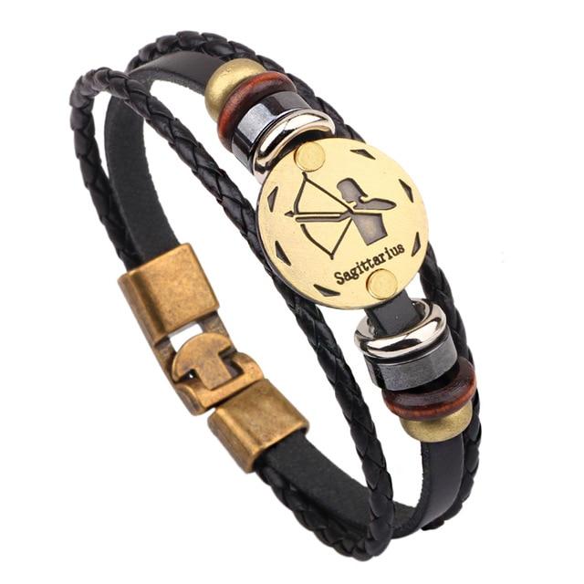 Multi-Layer 12 Zodiac Signs Constellation Leather Bracelet