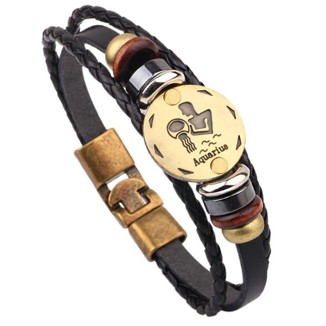 Multi-Layer 12 Zodiac Signs Constellation Leather Bracelet