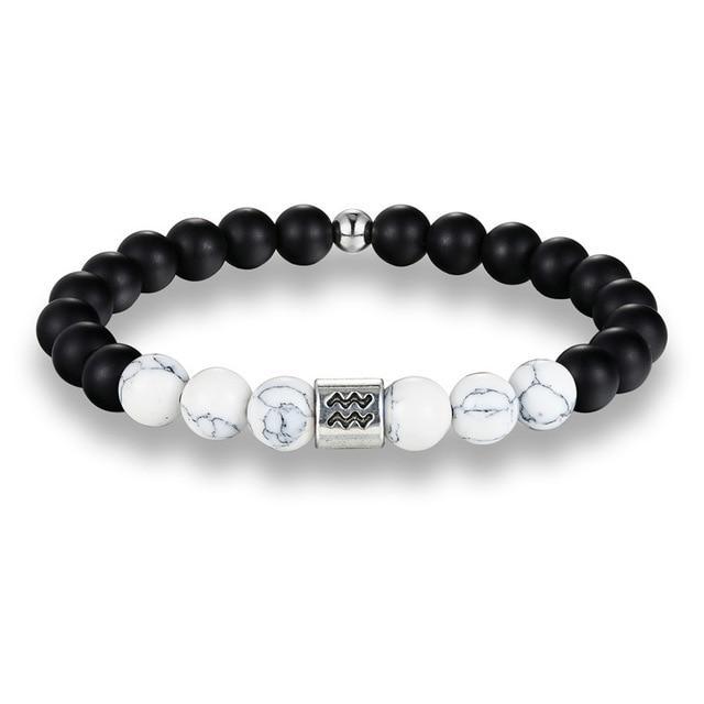 12 Zodiac Signs  Matte Stone Elastic Beads Bracelets