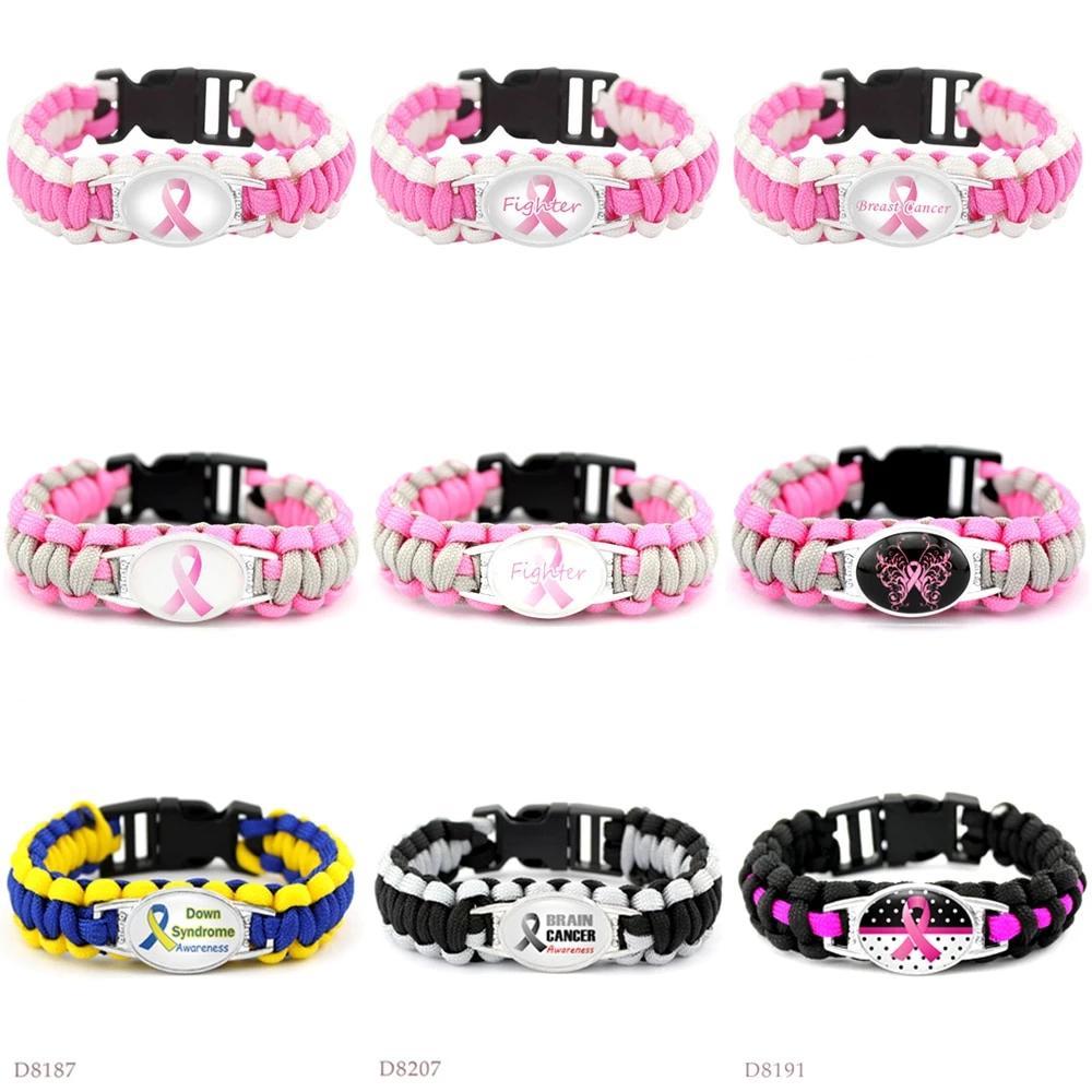 Cancer Awareness Paracord Charm Bracelets