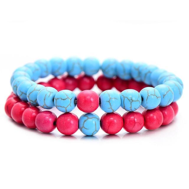 2pc Classic Distance Beaded Couples Bracelet