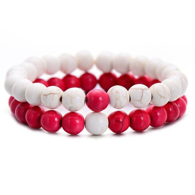 2pc Classic Distance Beaded Couples Bracelet