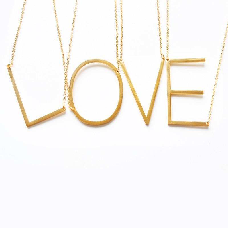 Initial Gold Color 26 Letter Necklace