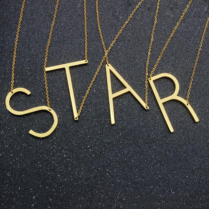 Initial Gold Color 26 Letter Necklace