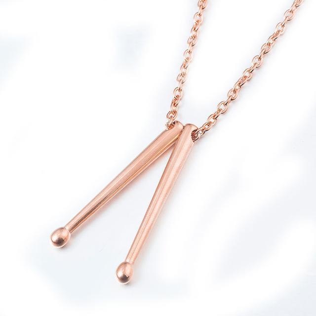 Drumsticks Pendant Necklace Necklace EVE Music Rose Gold