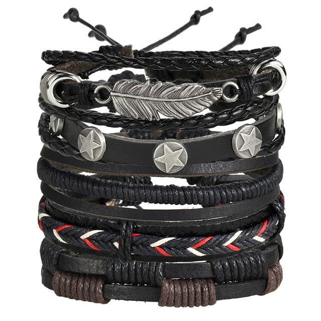 Black / Brown Vintage Multi-layer Leather Wrap Bracelet