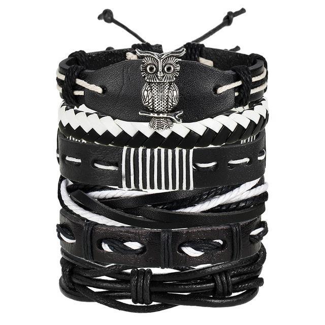 Black / Brown Vintage Multi-layer Leather Wrap Bracelet