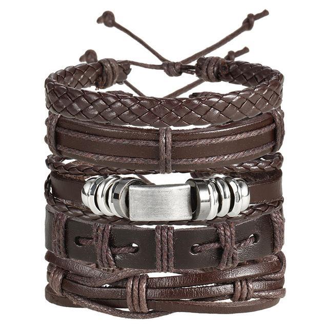 Black / Brown Vintage Multi-layer Leather Wrap Bracelet