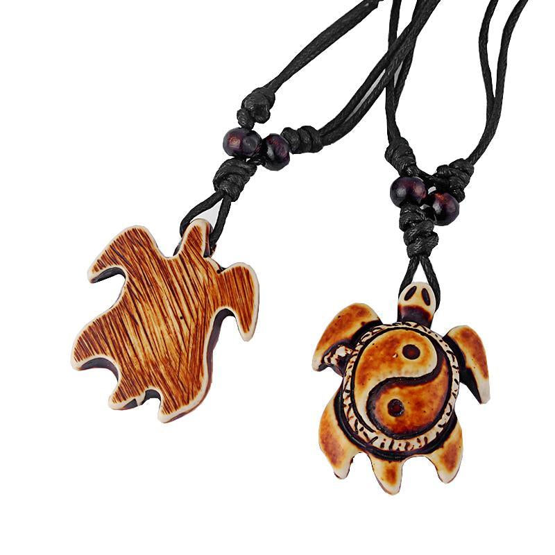 Mixed Styles Ethnic Tribal Faux Yak Bone Sea Turtle Pendants Necklace