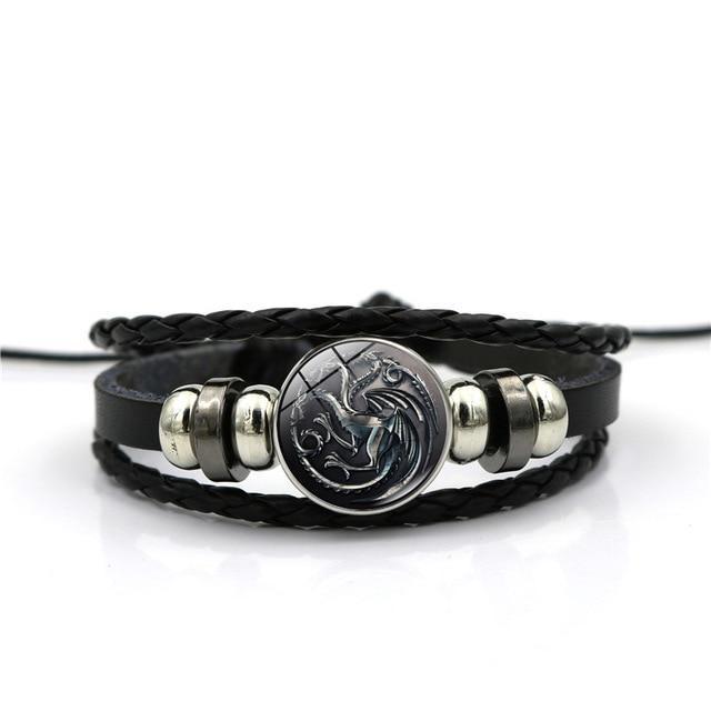 Game of Thrones House of Stark Wolf Cabochon Leather Bracelet