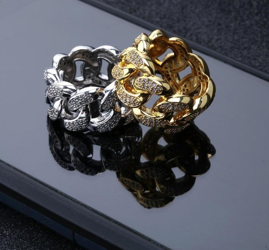 Hip Hop Ring Bling Bling Ice Out Cuban Link Chain