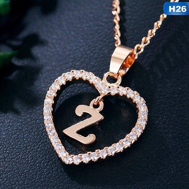 Cubic Zirconia Love Heart Letter Necklace
