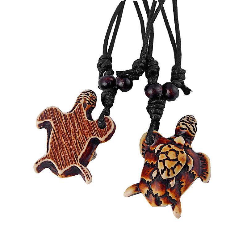 Mixed Styles Ethnic Tribal Faux Yak Bone Sea Turtle Pendants Necklace