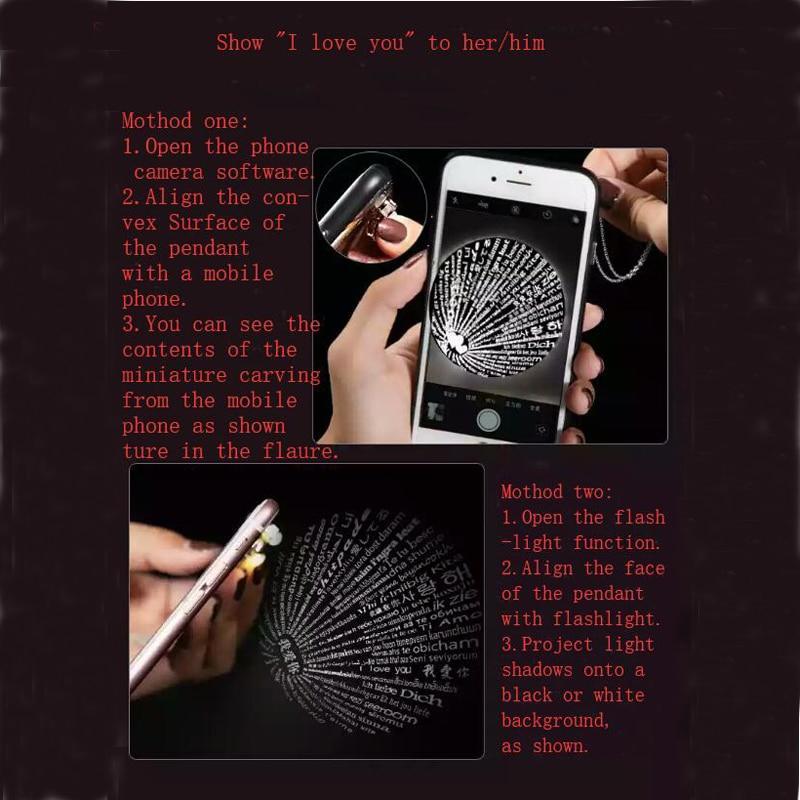 " I Love You In 100 Languages Necklace" Valentines Day Gift For Her