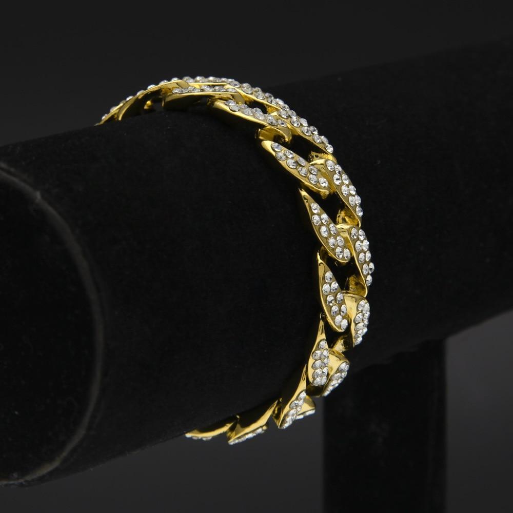 Hip Hop Bracelet- Iced Out 15mm Bling Full Rhinestone Cuban Link Chain