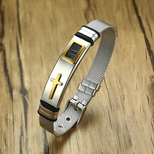 Mens Watch Band Design Cross Bracelet