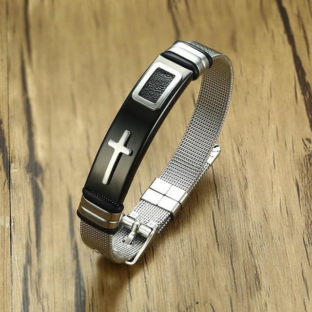 Mens Watch Band Design Cross Bracelet