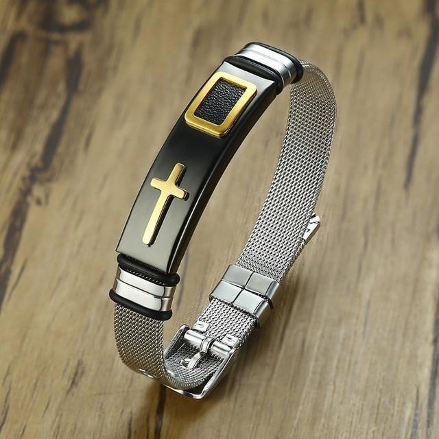 Mens Watch Band Design Cross Bracelet