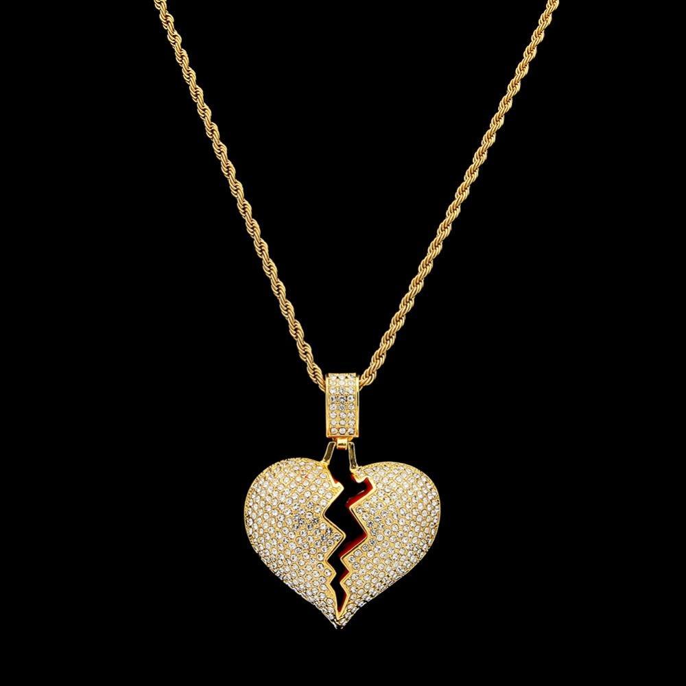 Broken Heart Hip hop Pendant Necklace