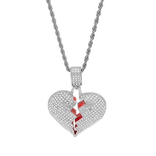 Broken Heart Hip hop Pendant Necklace