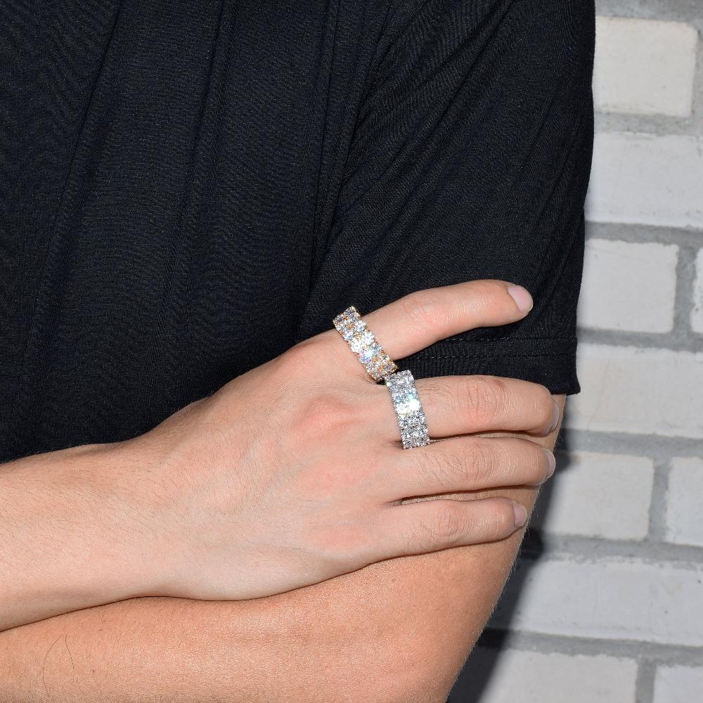 Hip Hop Ring-Two Row Solitaire Cubic Zircon Iced Ring