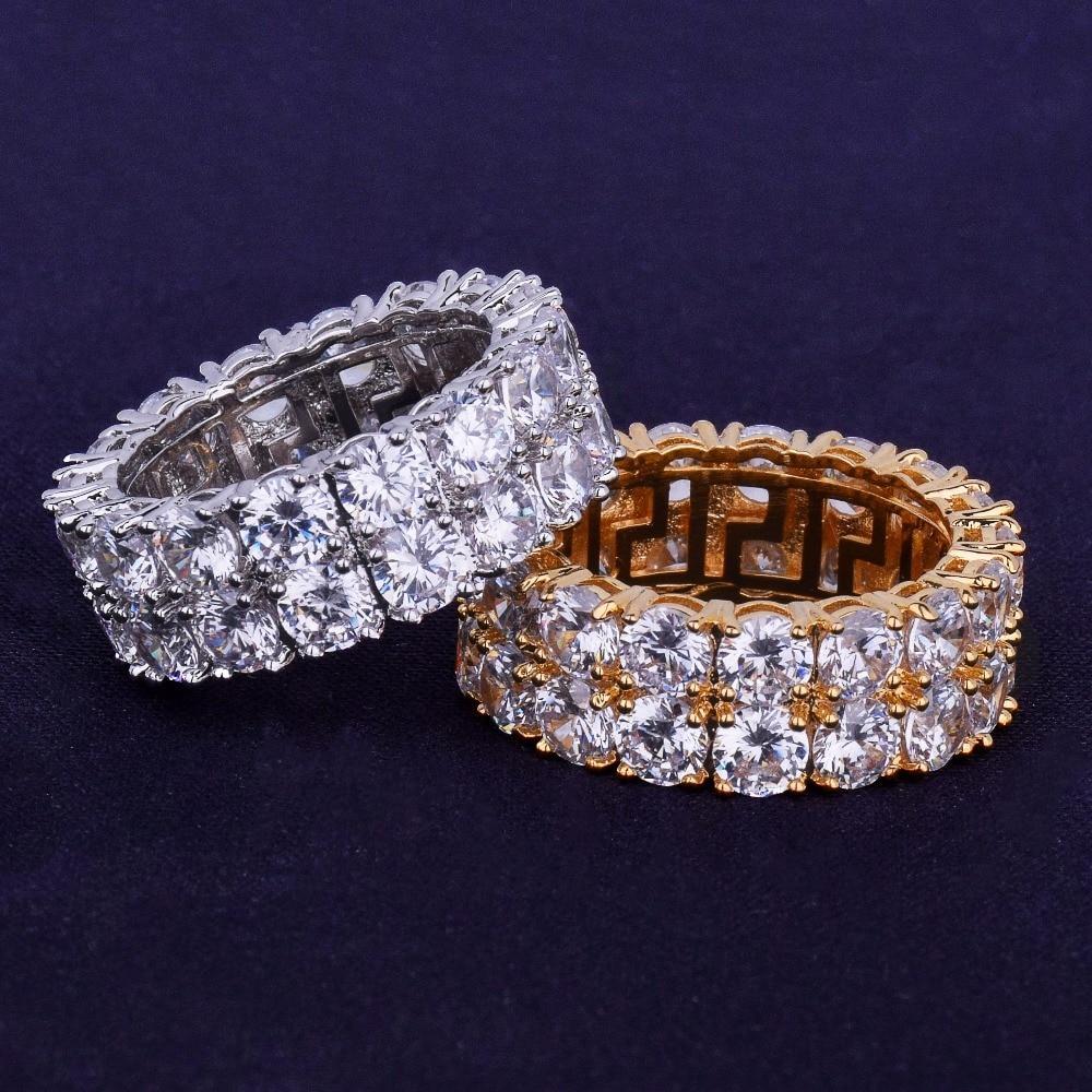 Hip Hop Ring-Two Row Solitaire Cubic Zircon Iced Ring