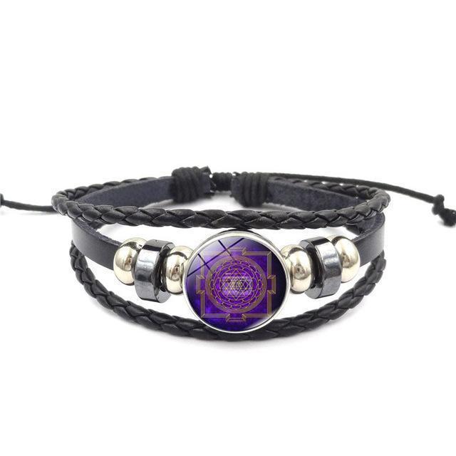 Sacred Sri Yantra Multilayer Leather Bracelet