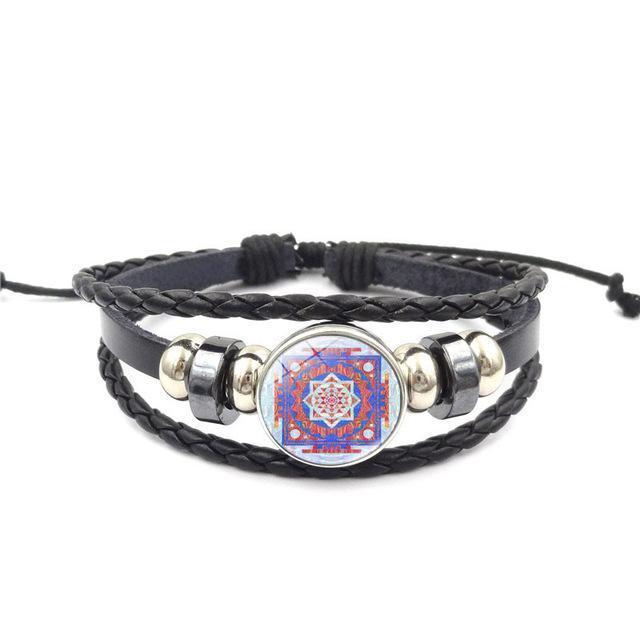 Sacred Sri Yantra Multilayer Leather Bracelet