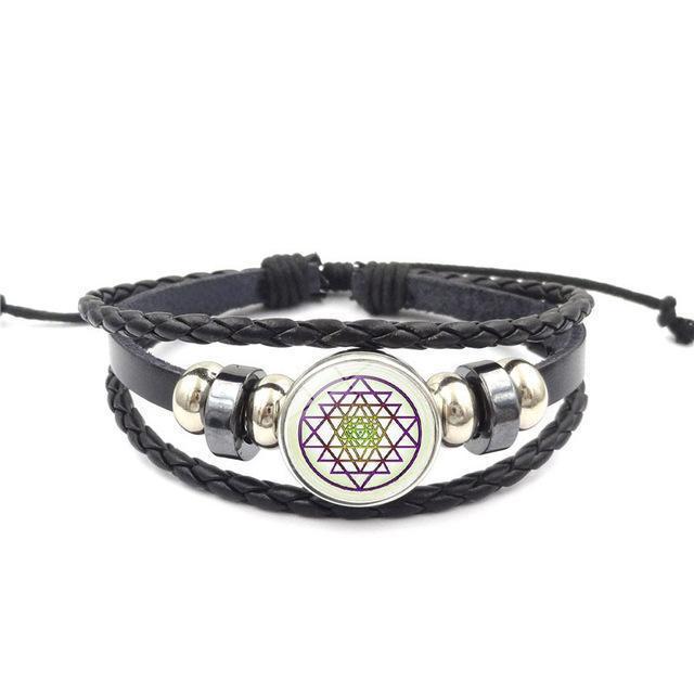 Sacred Sri Yantra Multilayer Leather Bracelet