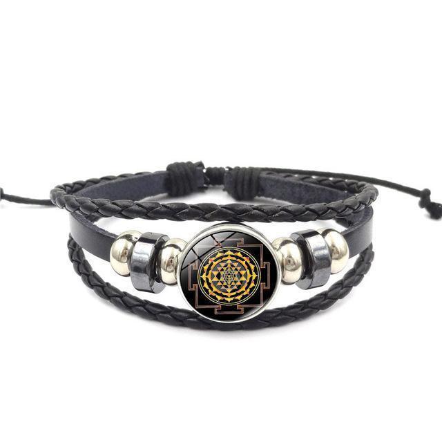 Sacred Sri Yantra Multilayer Leather Bracelet