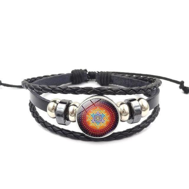 Sacred Sri Yantra Multilayer Leather Bracelet