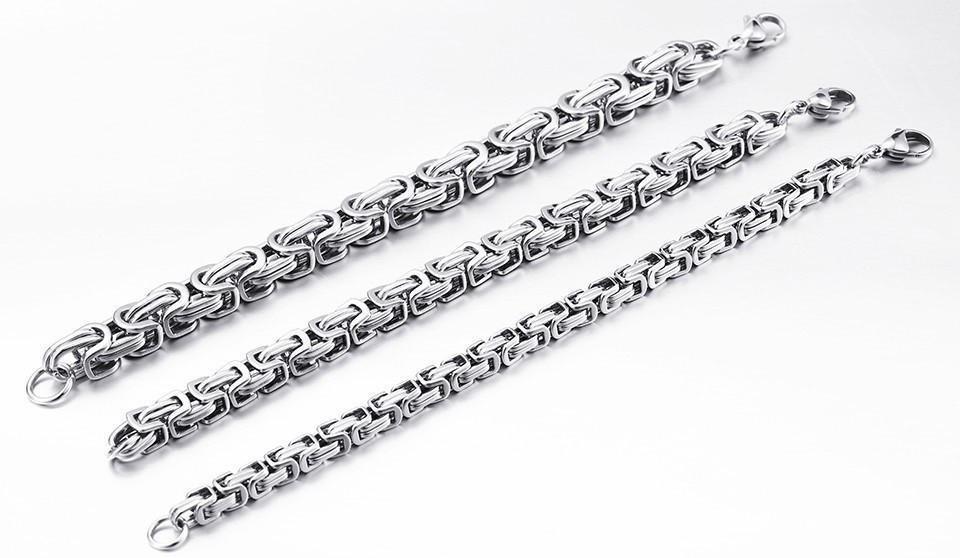 Stainless Steel Byzantine "Birdcage" Chain Link Bracelet