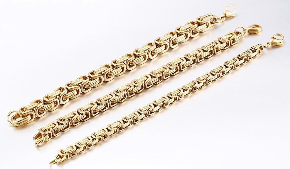 Stainless Steel Byzantine "Birdcage" Chain Link Bracelet