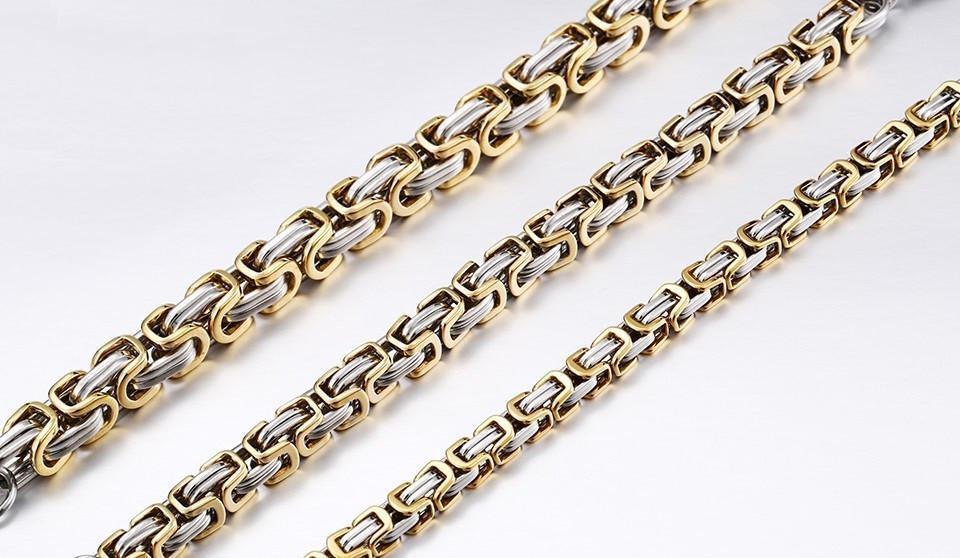 Stainless Steel Byzantine "Birdcage" Chain Link Bracelet