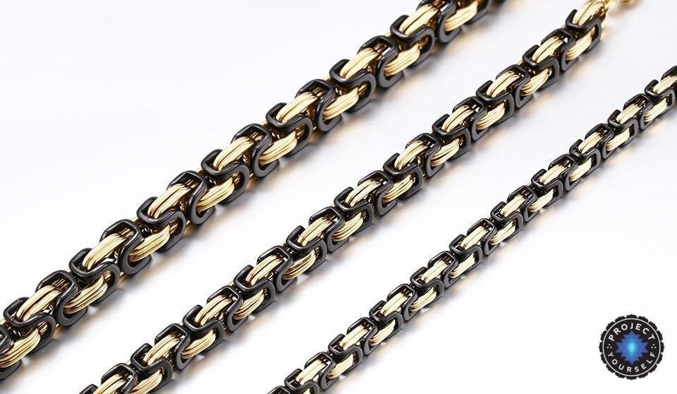 Stainless Steel Byzantine "Birdcage" Chain Link Bracelet