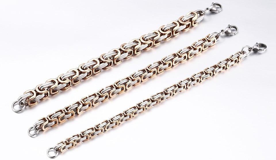 Stainless Steel Byzantine "Birdcage" Chain Link Bracelet