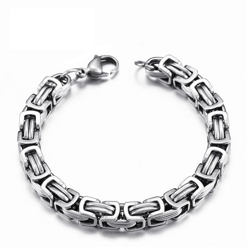 Stainless Steel Byzantine "Birdcage" Chain Link Bracelet