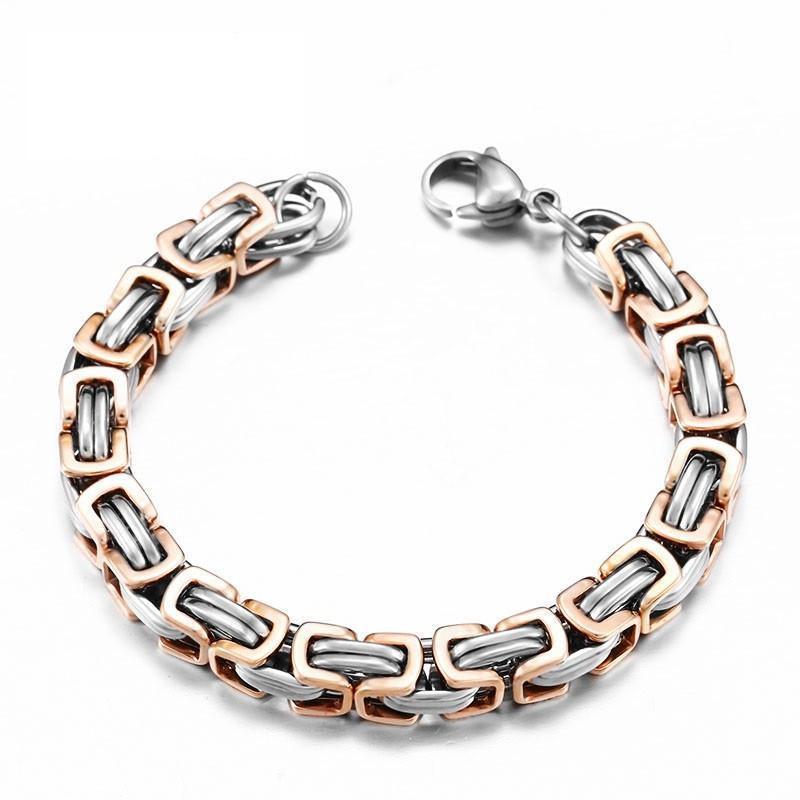 Stainless Steel Byzantine "Birdcage" Chain Link Bracelet